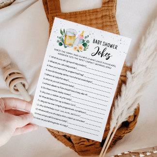 Baby Is Brewing Baby Shower Jokes Game with Answer Invitation