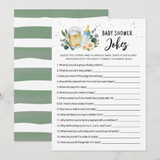 Baby Is Brewing Baby Shower Jokes Game with Answer Invitation