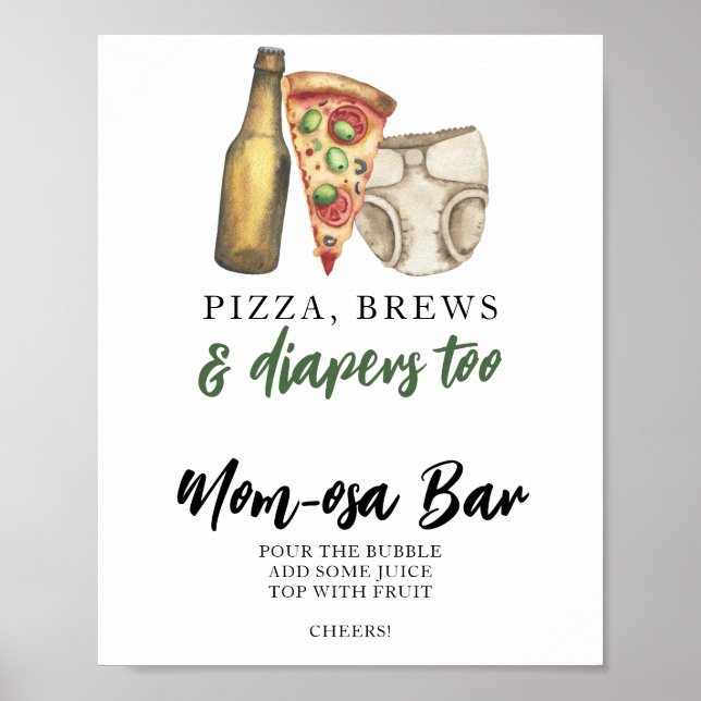Baby is brewing baby shower Momosa bar  Poster (Front)