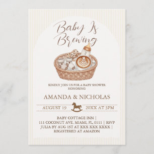 Baby Is Brewing Baby Shower Striped Invitation