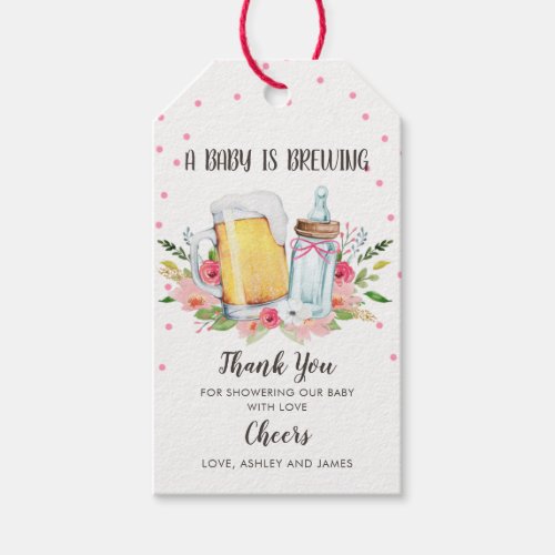 Baby is Brewing Baby Shower Thank You Tag Greenery