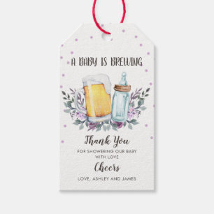 Baby is Brewing Baby Shower Thank You Tag Greenery