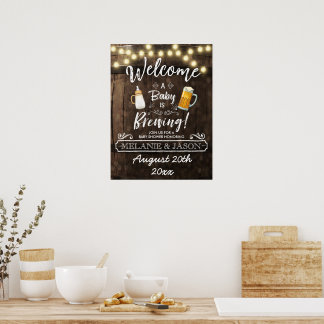 Baby Is Brewing Baby Shower Welcome Poster