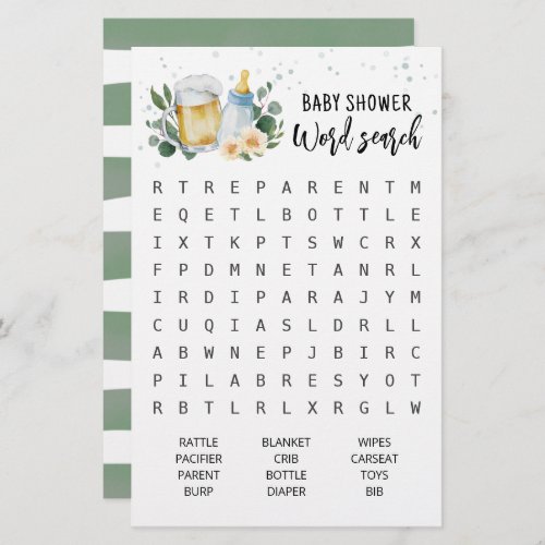 Baby Is Brewing Baby Shower Word search Game