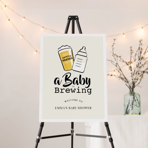 Baby is Brewing Beer Baby Bottle Beige Baby Shower