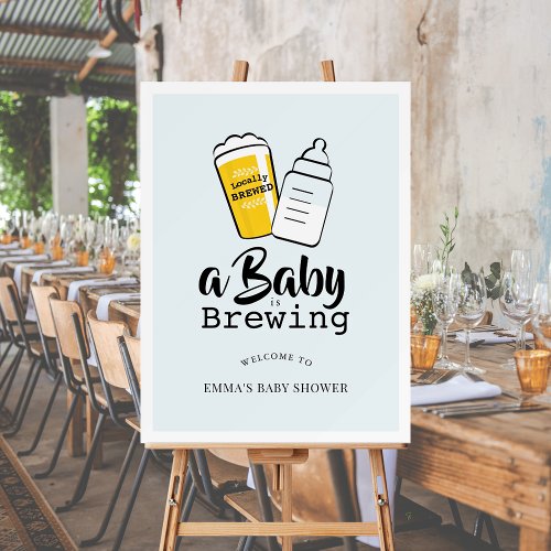 Baby is Brewing Beer Baby Bottle Blue Baby Shower