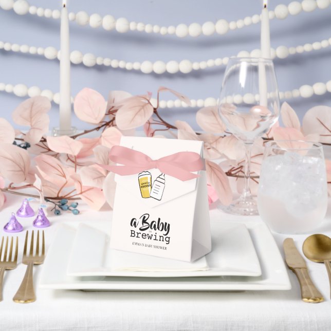 Baby is Brewing Beer Baby Bottle Pink Baby Shower Favor Boxes (Wedding)
