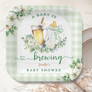 Baby Is Brewing Beer Baby Shower Paper Plates