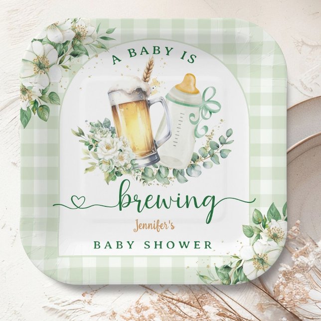 Baby Is Brewing Beer Baby Shower  Paper Plates (Creator Uploaded)