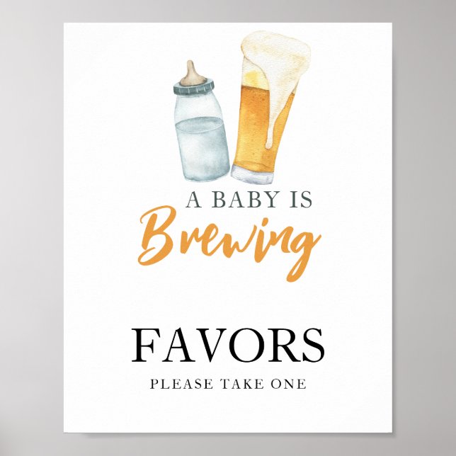 Baby is brewing beer Favors Poster (Front)