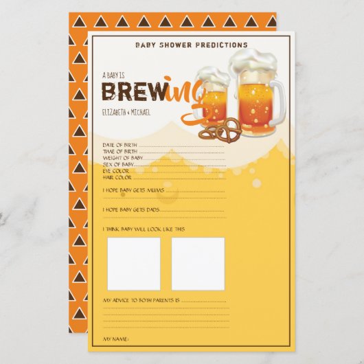 Baby is Brewing - Beer - Shower Games Predictions (Front/Back)
