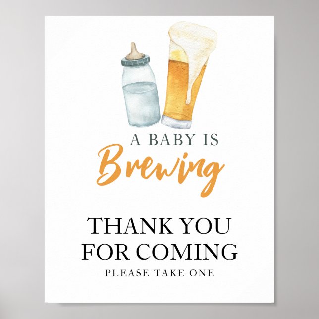 Baby is brewing beer Thank you for coming Poster (Front)