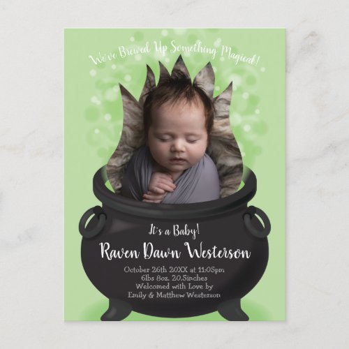 Baby is Brewing Birth Announcement Halloween Postcard