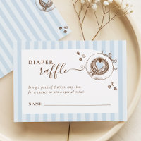 Baby Is Brewing Blue Stripes Diaper Raffle Card