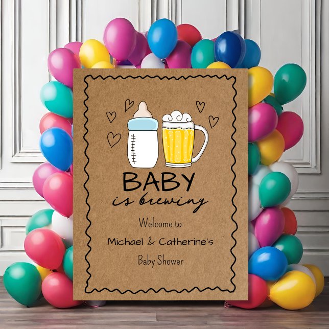 Baby Is Brewing Bottle Beer Glass Baby Shower Foam Board (Creator Uploaded)