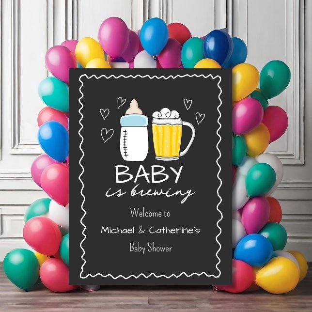 Baby Is Brewing Bottle Beer Glass Baby Shower Foam Board (Creator Uploaded)