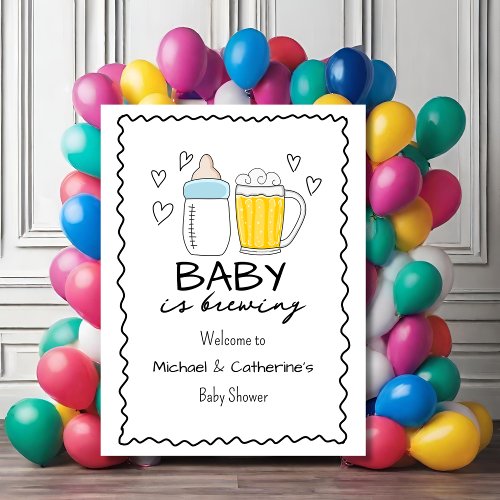 Baby Is Brewing Bottle Beer Glass Baby Shower Foam Board