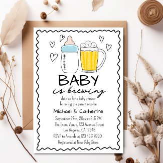 Baby Is Brewing Bottle Beer Glass Baby Shower
