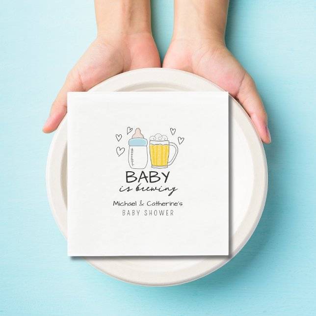 Baby Is Brewing Bottle Beer Glass Baby Shower Napkins (Creator Uploaded)