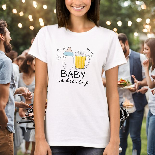 Baby Is Brewing Bottle Beer Glass Mommy To Be T-Shirt (Creator Uploaded)