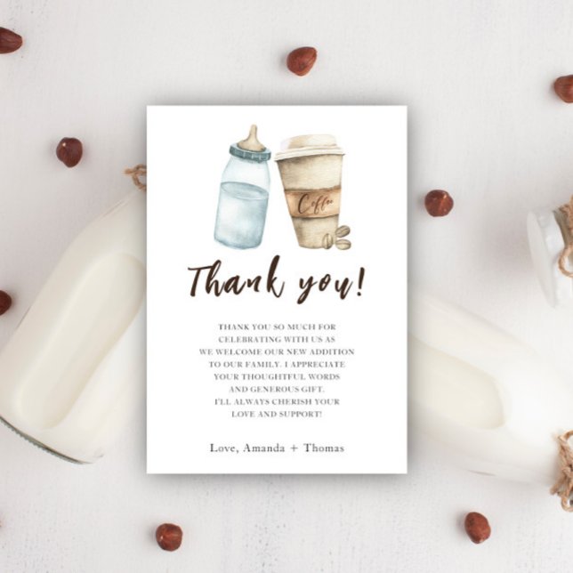 Baby is Brewing Bottle Coffee Thank you Card (Creator Uploaded)
