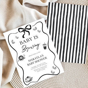 Baby is Brewing bow Coffee Espresso Baby Shower Invitation