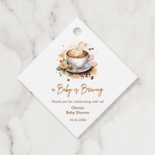 Baby is Brewing Brown Coffee Baby Shower Thank You Favor Tags