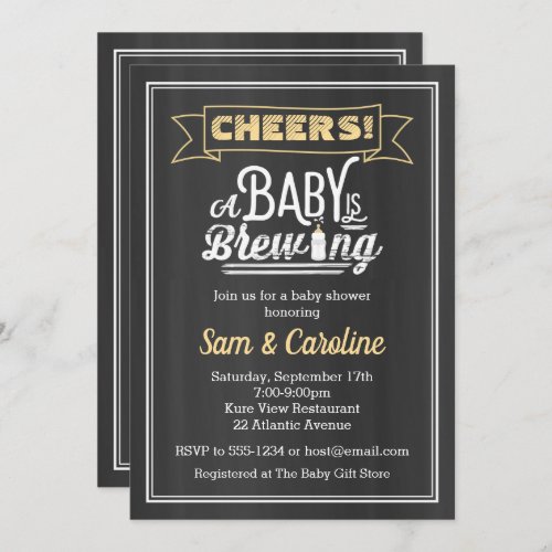 Baby is Brewing Chalkboard Baby Shower Invitation