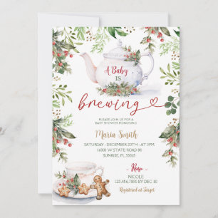 Baby Is Brewing Chinoiserie Tea Party Baby Shower Invitation