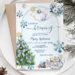 Baby Is Brewing Chinoiserie  Tea Party Baby Shower Invitation<br><div class="desc">EDITABLE A Baby Is Brewing Chinoiserie Tea Party Snowflake Baby Shower Invitation
Chinoiserie Christmas Tea Party Blue Floral Baby Shower Party
Tea With Mommy to Be Baby Shower Invitation
Winter Christmas</div>