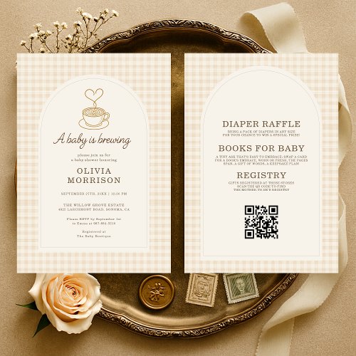 Baby Is Brewing Neutral baby shower invitation