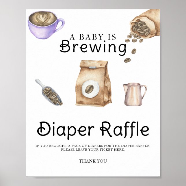 Baby is brewing coffee baby shower diaper raffle  poster (Front)