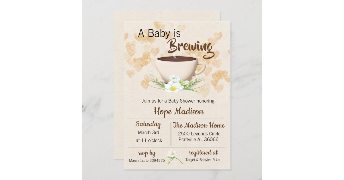 Baby is Brewing Coffee Baby Shower Invitation | Zazzle