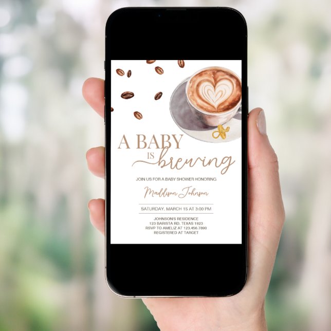 Baby is Brewing Coffee Baby Shower Invitation (Front Digital)