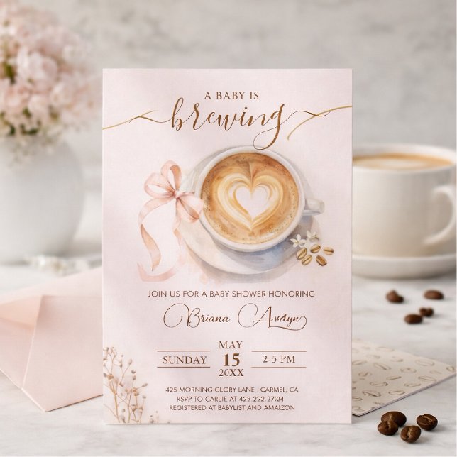 Baby is Brewing Coffee Baby Shower  Invitation (Creator Uploaded)