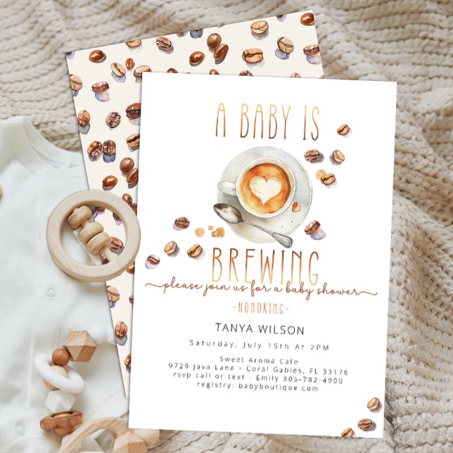 Baby Is Brewing Coffee Baby Shower Invitation (A Baby Is Brewing Baby Shower)