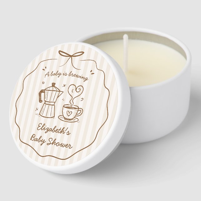 Baby Is Brewing Coffee Baby Shower Mini Candle Favors (Corner)