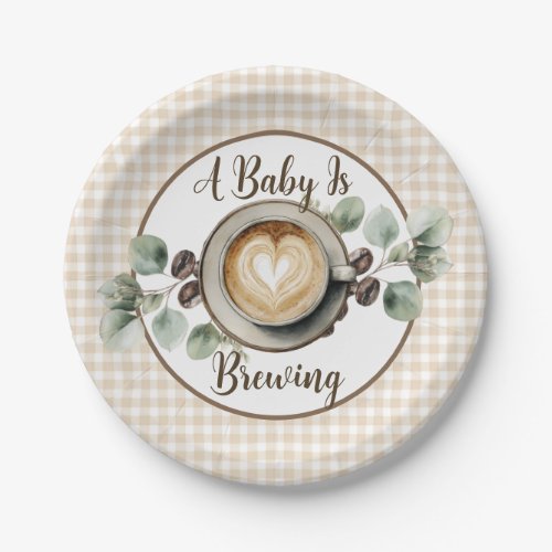 Baby is Brewing Coffee Baby Shower Paper Cup Plates