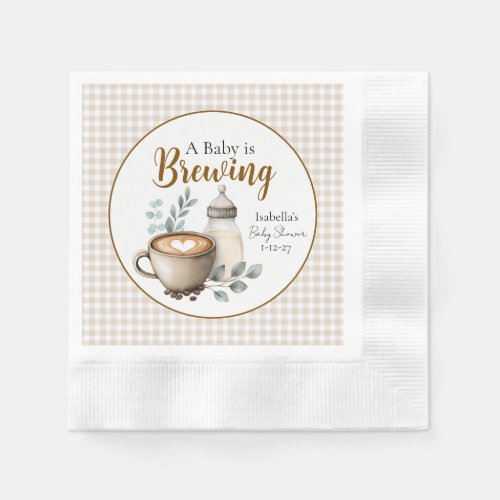 Baby is Brewing Coffee Baby Shower Paper Napkin
