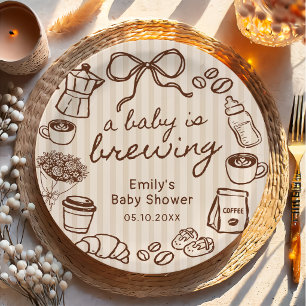 Baby is Brewing Coffee Baby Shower Paper Plates