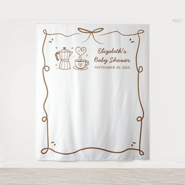 Baby Is Brewing Coffee Baby Shower Tapestry (Front)