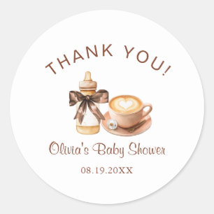 Baby Is Brewing Coffee Baby Shower Thank You Classic Round Sticker
