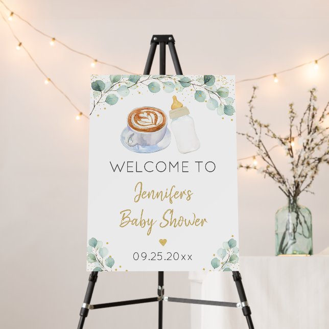 Baby Is Brewing Coffee Baby Shower Welcome Foam Board (In Situ (Stand))