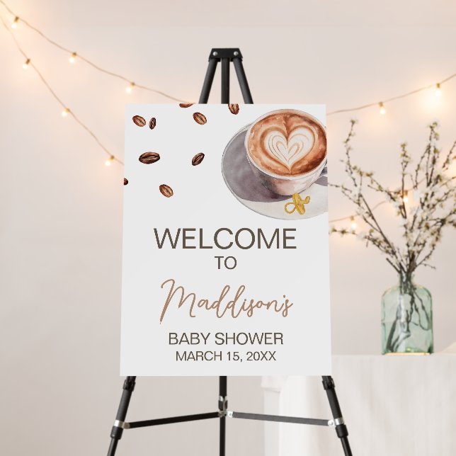 Baby is Brewing Coffee Baby Shower Welcome Sign (In Situ (Stand))