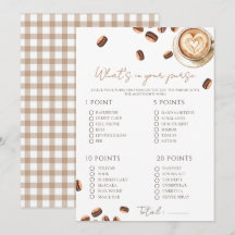 Baby is Brewing Coffee Bean Baby Shower game Card