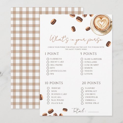 Baby is Brewing Coffee Bean Baby Shower game Card