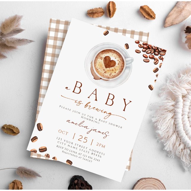 Baby Is Brewing Coffee Bean Baby Shower Invitation (Creator Uploaded)