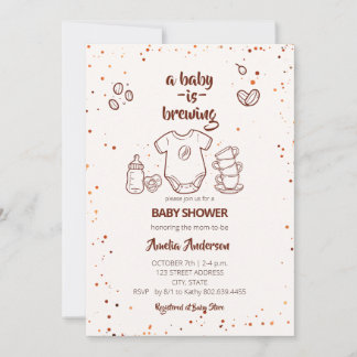 Baby Is Brewing Coffee Bean Baby Shower Invitation