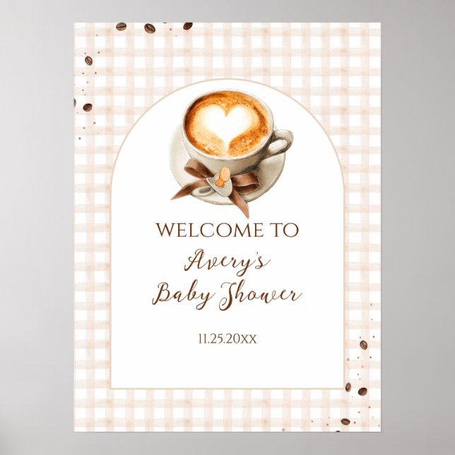 Baby is Brewing Coffee Bean Theme Baby Shower Poster (Front)