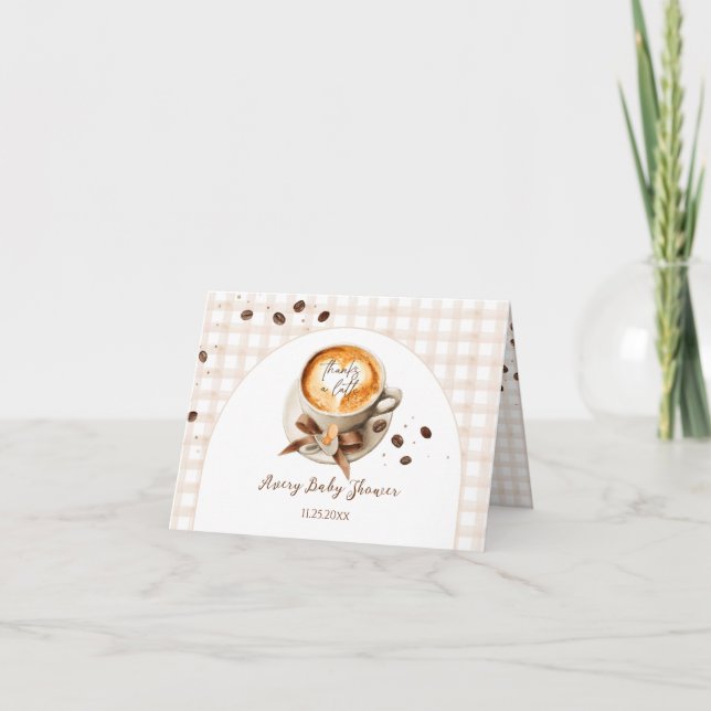 Baby is Brewing Coffee Bean Theme Baby Shower Thank You Card (Front)
